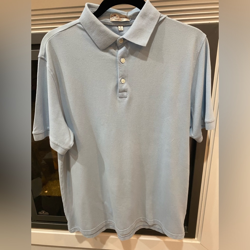 Men’s Peter Millar Crown Soft Pima Cotton & Silk Blend  Light Blue Polo Shirt